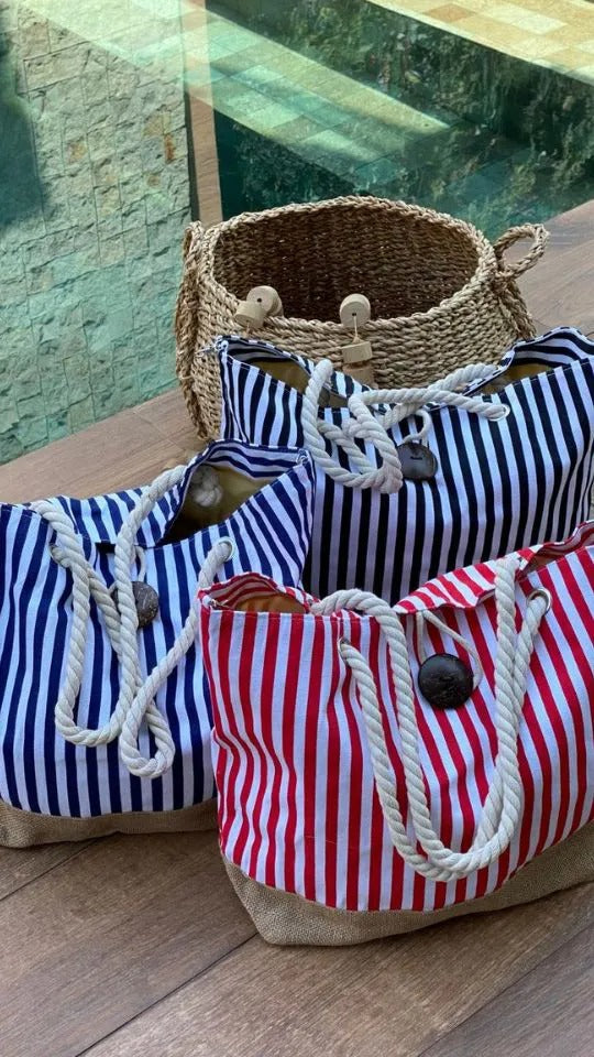 Bolsa Listrada Náutica com Alças de Corda